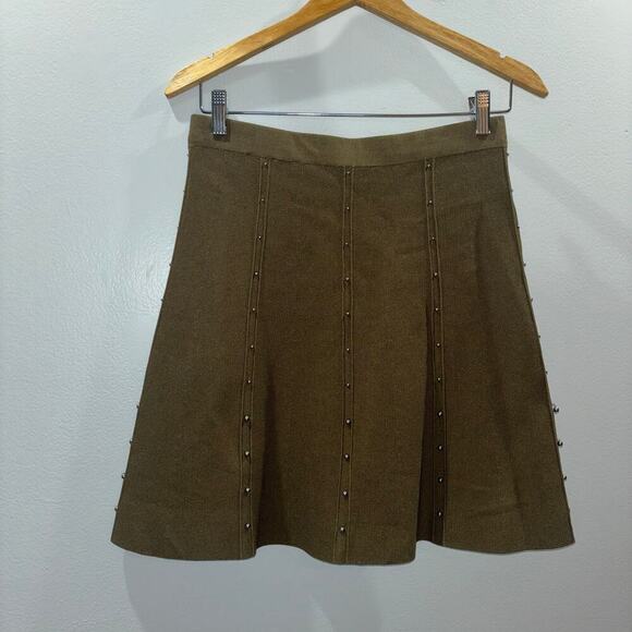 Sandro A Line Green Knit Studded Skirt Size 2 - Picture 4 of 13